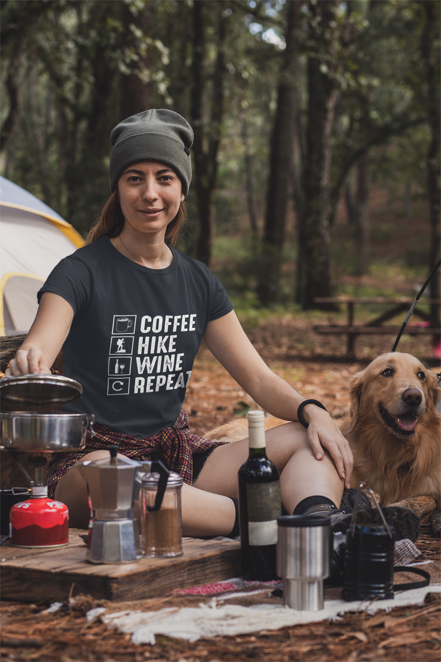 Coffee Hike Wine Repeat- Premium Comfort T-Shirt