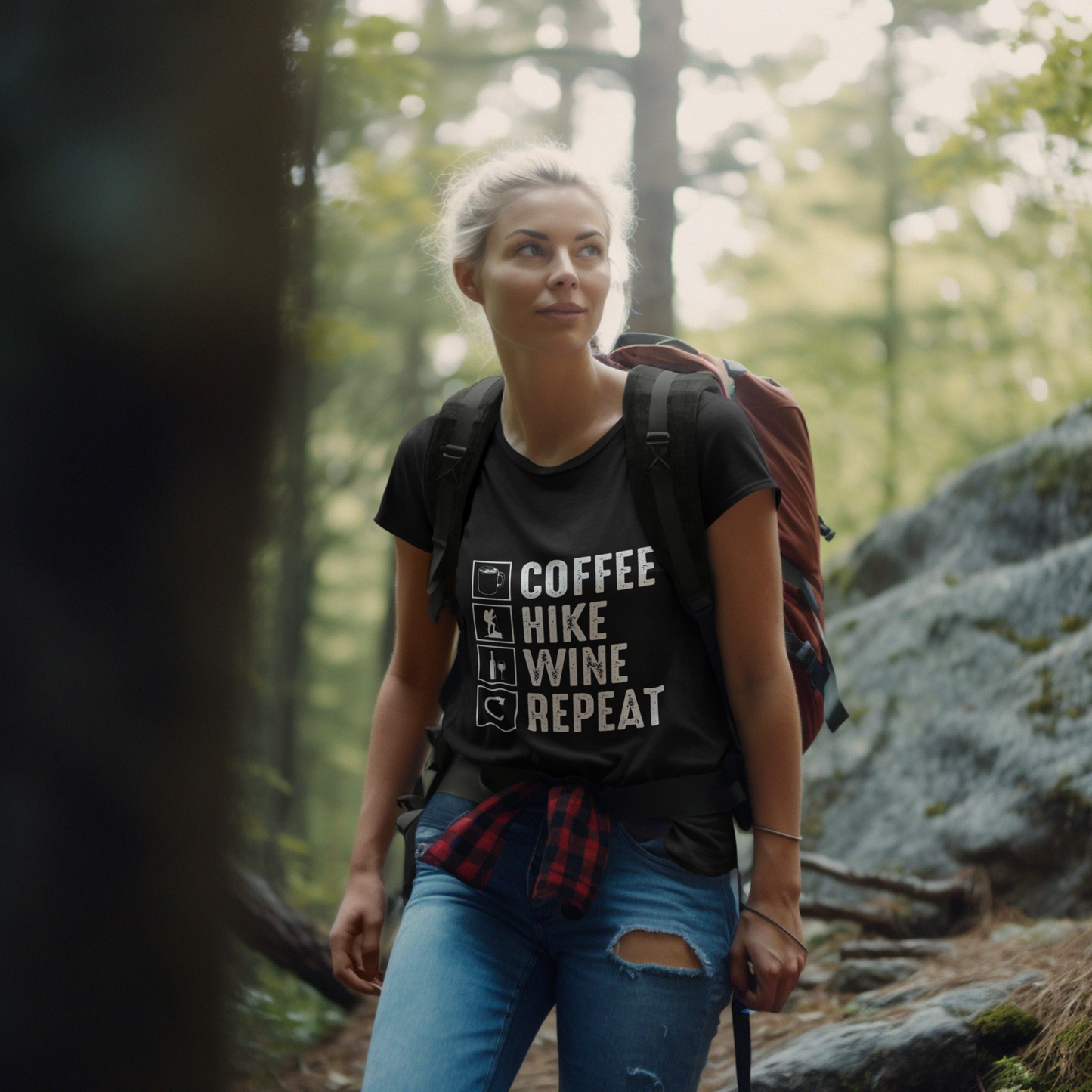 Coffee Hike Wine Repeat- Premium Comfort T-Shirt