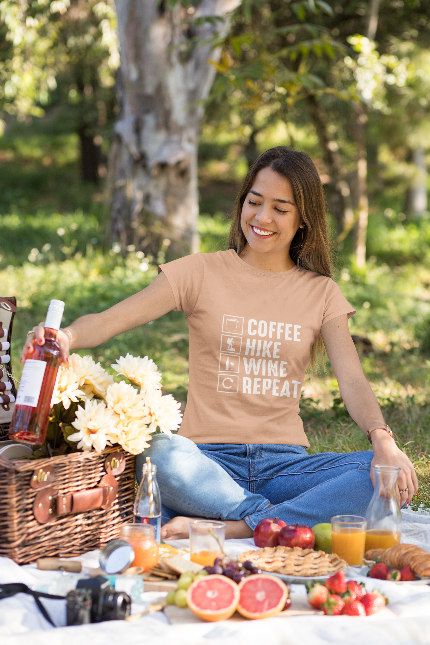 Coffee Hike Wine Repeat- Premium Comfort T-Shirt