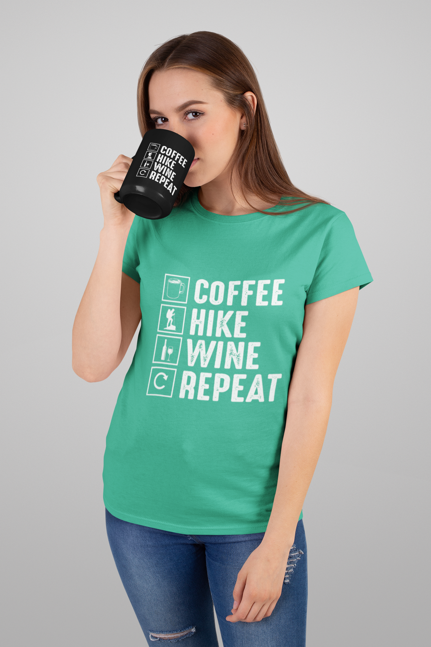 Coffee Hike Wine Repeat- Premium Comfort T-Shirt