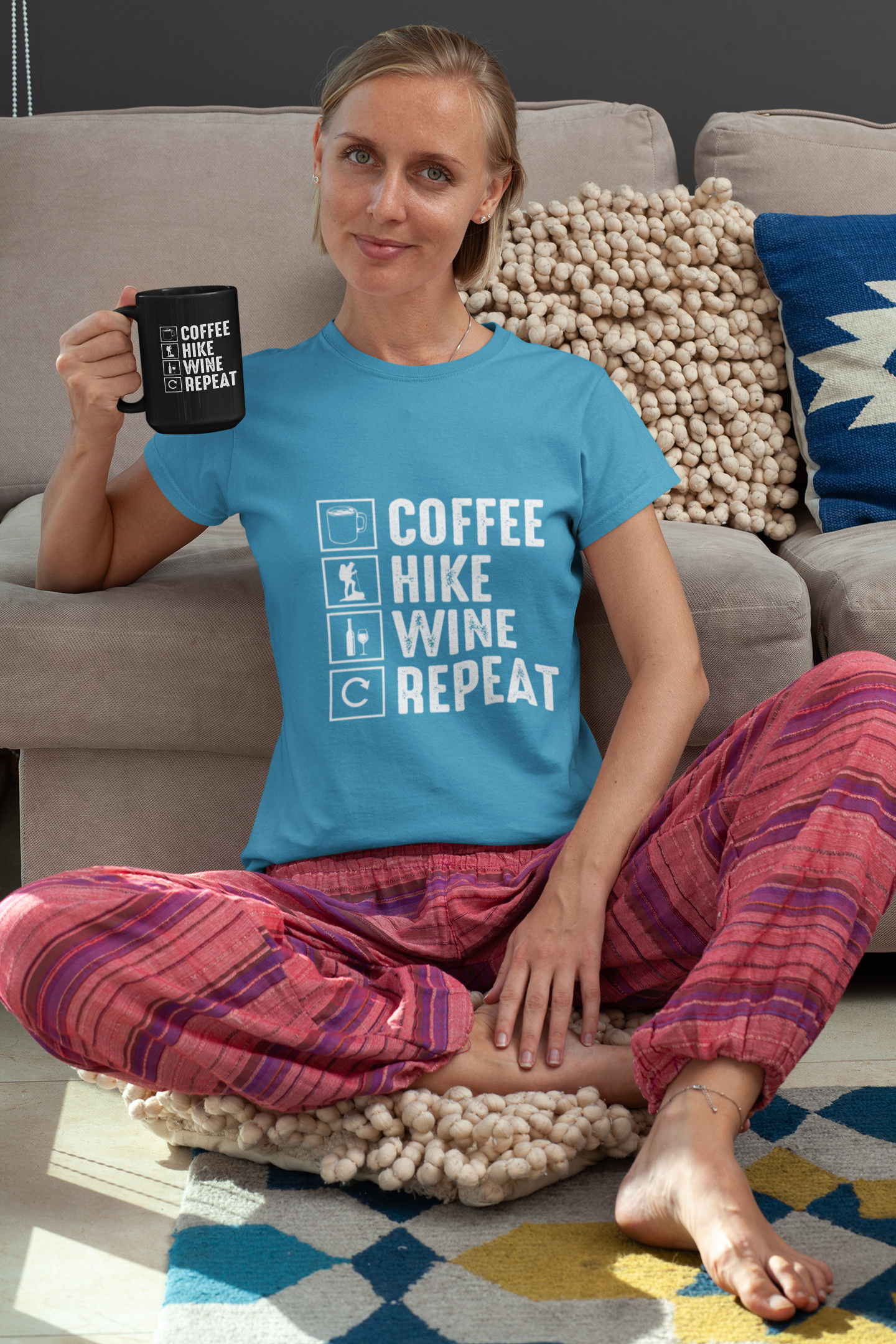 Coffee Hike Wine Repeat- Premium Comfort T-Shirt