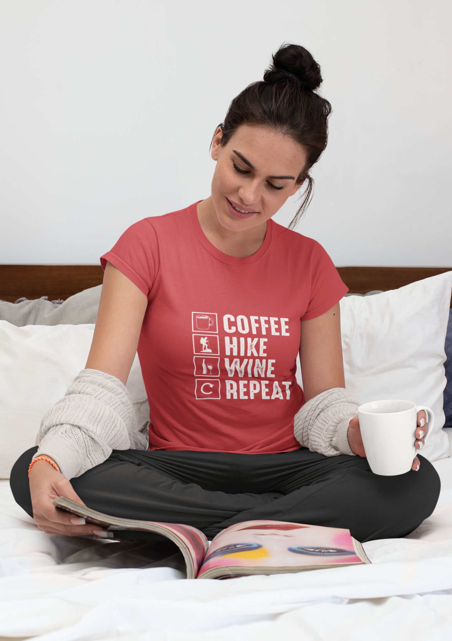 Coffee Hike Wine Repeat- Premium Comfort T-Shirt