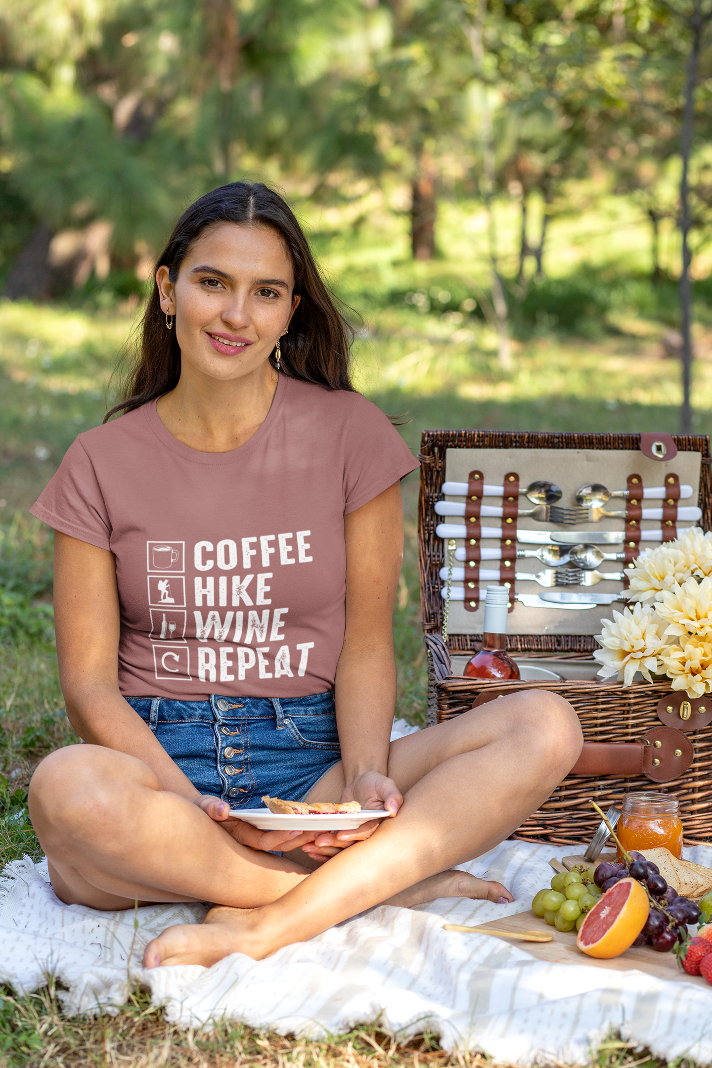 Coffee Hike Wine Repeat- Premium Comfort T-Shirt