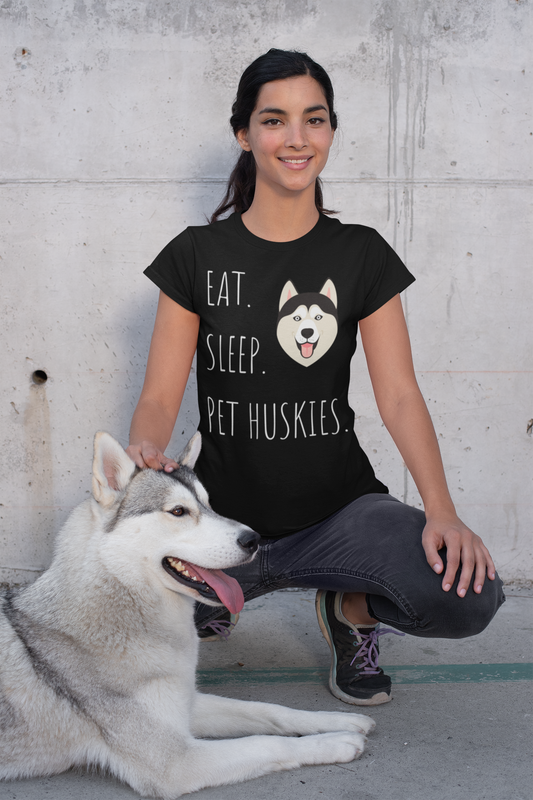 Eat. Sleep. Pet Huskies-Premium Comfort T-Shirt